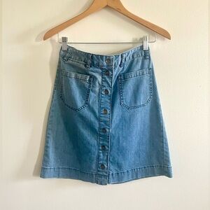 Club Monaco Denim A Line Skirt, Size 2